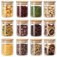 ราคา 12 Pack Glass Jars Set Spice Jars with Bamboo Lids Clear Glass Food Storage Containers Kitchen Canisters Set (20586934503)
