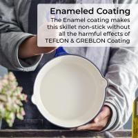 ราคา Enameled Cast Iron Skillet Red White Cast Iron Enameled Skillet White Cast Iron Pan Enamel Frying Pan BBQ Safe Pans Stovetop Induction Safe Red Nonstick Cast Iron Skillet (18508662238)