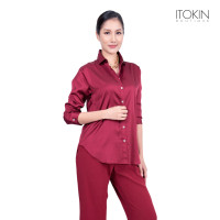 ราคา ITOKIN เสื้อเชิ้ตผ้าซาติน แต่งกระดุมเพชร W5B046 (21367876194)