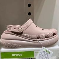 ราคา Crocs Crush Shimmer Clog croc แท้ รองเท้าแตะสูง สีชมพู แวววาว สําหรับผู้หญิง รองเท้าไปทะเล 208591 (21187421398)