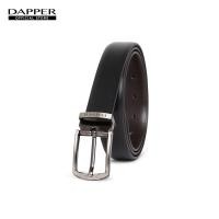 ราคา DAPPER เข็มขัดผู้ชาย หนังแท้ Metal Brushed Pin Buckle Reversible Belt ใส่ได้ 2 ด้าน สีดำ (21688941290)