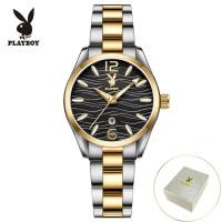 ราคา PLAYBOY นาฬิกาสตรีสีเงินขายแบรนด์เดิมสไตล์เกาหลีกันน้ำใหม่2024สง่างามนาฬิกาลำลองสำหรับผู้หญิง (20471556542)