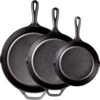 ราคา ส่งฟรี Pre Seasoned Cast Iron Skillet Set 3pcs กระทะเหล็กหล่อ เหมาะสำหรับเตาอบและเตาแม่เหล็กไฟฟ้า 20ซม 25ซม 31ซม (21501157195)