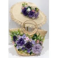 ราคา หมวก กระเป๋า แต่งดอกไม้เข้าเช็ท กระเป๋ากระจูดหูหิ้ววงกลมแต่งดอกไม้ หมวกสาน แต่งดอกไม้เข้าเช็ท 1 ใบ พร้อมส่งจากไทย (21548070570)