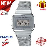 ราคา ของแท้ 100 นาฬิกา Casioคาสิโอ ของแท้ รุ่น A 700 series นาฬิกาผู้ชาย นาฬิกาผู้หญิง ตัวเรือนบางพิเศษ สายสแตนเลส วินเทจ พร้อมกล่อง ประกัน1ปี A700W (21239300113)