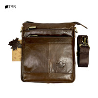 ราคา THAILEATHERGOODS กระเป๋าสะพายหนังแท้ กระเป๋าเอกสารสะพายพลาดลำตัว หนังออยล์ สามช่องซิปหลัก (20936761630)