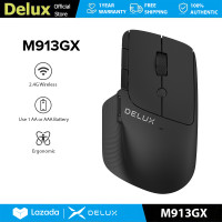 ราคา Delux M913GX เม้าส์แนวตรงออกแบบตามสรีสะแบบมีสายและไร้สายพร้อมแถบเลื่อนด้านข้างพร้อมที่วางนิ้วหัวแม่มือสำหรับ Pc laptop windows mac (16509604710)