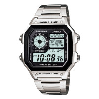 ราคา Casio Standard นาฬิกาข้อมือผู้ชาย สายสเตนเลสสตีล รุ่น AE 1200WHDAE 1200WHD 1AAE 1200WHD 1AV CMG สีเงิน (11280649129)