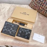 ราคา TOP with Gift Box CoachˉPremium Mens Wallet Super Gift Box Wallet Card Case Keychain Coach2022 Short Wallet Men Two fold Wallet Leather Litchi Pattern In Stock (19716668634)