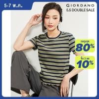 ราคา GIORDANO ผู้หญิง เสื้อยืด คลื่น Trims ยืดซี่โครงเสื้อยืดคอกลมแขนสั้นลายแฟชั่นฤดูร้อนที่เรียบง่ายเสื้อยืดลำลอง Free Shipping 18324902 (21623233805)
