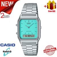 ราคา ของแท้ 100 นาฬิกา Casioคาสิโอ นาฬิกาข้อมือผู้หญิง สายสเตนเลส สีทอง AQ230 รุ่น AQ 230A 2A1 คาสิโอ AQ 230 ข้อเลื่อนปรับระดับเองได้ สีทอง (21241291920)