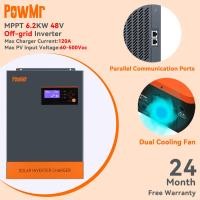 ราคา PowMr 6 2KW ตัวแปลงพลังงานแสงอาทิตย์แบบผสม500Vdc รองรับแบตเตอรี่ Lifepo4 48V สามารถขนานกันได้ถึง12หน่วยในตัวตัวควบคุมที่ชาร์จพลังงานแสงอาทิตย์เอ็มพีพีที120A (21565658424)