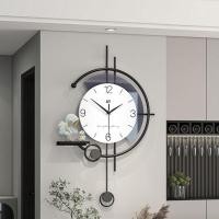 ราคา HANGDIAN จัดส่งฟรี นาฬิกาโมเดิร์นเรียบง่ายนาฬิกาสร้างสรรค์มีสไตล์ห้องนั่งเล่นนาฬิกาแขวนผนังชั้นเครื่องประดับตกแต่งบ้านนาฬิกาแขวนผนัง (21579515140)
