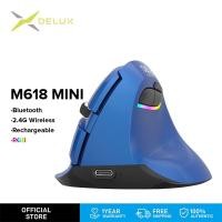 ราคา Delux M618 Mini เมาส์บลูทูธมีไฟ ชาร์จได้ เมาส์บลูทูธ macbook android ipad windows เมาส์สุขภาพ เมาส์แนวตั้ง ergonomic vertical mouse wireless bluetooth เมาส์ไร้สาย RGB Lig (654222070)