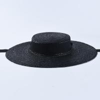 ราคา Wide Brim Boater Hat 10cm 15cm Brim Straw Hat Flat Women Summer Kentucky Derby Hat White Black Ribbon Tie Sun Hat Beach Cap (12743124061)
