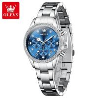 ราคา OLEVS 9909 Fashion Quartz Women Watch Gift Round dial Alloy Watchband Wristwatch Calendar Small second Timer (21553527598)