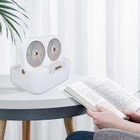 ราคา ใหม่เครื่องปรับอากาศพัดลมตั้งโต๊ะ 2 หัว USB ชาร์จอากาศพัดลมระบายความร้อนหมอก (21619408022)