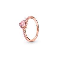 ราคา แหวน Pandora แหวนคริสตัลสีชมพู Pandora แหวนหัวใจเปล่งประกาย 188421C04 สุภาพสตรีอารมณ์ของขวัญที่ละเอียดอ่อนสำหรับแฟนสาว (20464420245)
