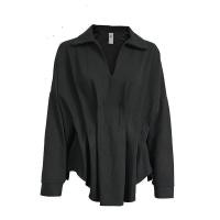 ราคา XITAO Blouse Black Folds Women Casual Bat Wing Sleeve Shirt (21263876107)
