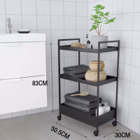ราคา RORO ชั้นวางของ 3ชั้น รถเข็นเหล็ก ชั้นวางของมีล้อ IKEA รถเข็นอาหาร ชั้นวางโครงเหล็ก กันสนิม เคลื่อนย้ายสะดวก เคลื่อนย้ายสะดวก Rolling Cart Shelf (20978088973)