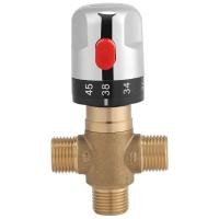 ราคา Thermostatic Mixing Valve Solid Brass G1 2 for Shower System Water Temperature Control Pipe Basin Thermostat Control (20764248810)