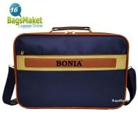 ราคา BONIA กระเป๋าสะพายไหล่ กระเป๋าถือ กระเป๋าใส่เอกสาร กระเป๋าทรงแมสเซนเจอร์ ขนาด 16 นิ้ว รุ่น 4621 Black Brown Blue (12679917971)