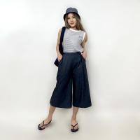 ราคา PORTLAND กางเกงขายาว Wide Leg Shorts Navy 100 Cotton Denim (21593894496)