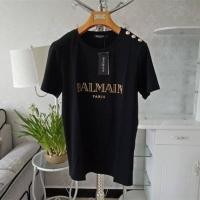 ราคา เสื้อยืดคอกลมผ้าฝ้ายแฟชั่นสำหรับผู้หญิงเสื้อยืดดาวแขนสั้นพร้อมไหล่สีทองเสื้อยืดกีฬา BALMAIN PARIS (14118225391)