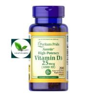 ราคา NEW Puritans Pride Vitamin D3 25 mcg 1000 IU 100 200 Softgels (18063562745)