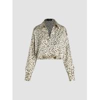ราคา Cider Collar All Over Print Leopard Long Sleeve Blouse (21719125443)