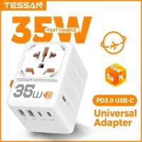 ราคา ส่งไวจากไทย TESSAN 35W GaN Universal Travel Adapter พร้อม USB C อะแดปเตอร์ USB C แบบชาร์จไฟได้รวดเร็ว ปลั๊กอะแดปเตอร์สำหรับการเดินทางทั่วโลกพร้อม 3 USB C 2 USB A อะแดปเตอร์สำหรับการเดินทางในยุโรปอิตา 