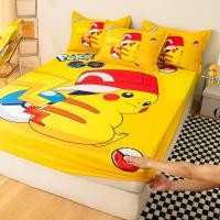 ราคา ผ้าปูเตียงลายการ์ตูน Pikachu ผ้าปูเตียงลายโปเกมอนมหัศจรรย์ของ Alls สีเหลืองขนาดควีนไซส์ผ้าคลุมที่นอน (20611492993)