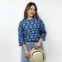 ราคา PORTLAND เสื้อยืดแขน 3 ส่วน คอปาด 3 4 Sleeve Indigo Crew Neck T Shirt Navy (21593670762)