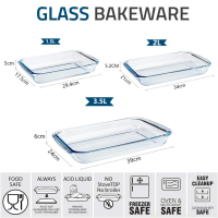 ราคา ถาดอบแก้ว ถาดอบอาหาร แก้ว ไมโครเวฟได้สามารถ เข้าเตาอบได้ Glass Baking Dishes set 4pcs 1L 1 5L 2L 3 5L (21362481727)