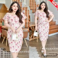 ราคา ชุดเดรส งานป้ายสาวอวบ อก44 50 นิ้ว งานป้าย พรีเมียม นำเข้า Bigsize Peppermint 663 (21196553515)