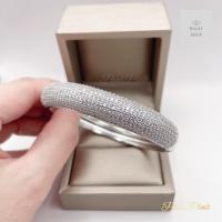 ราคา กำไลออกงาน กำไลข้อมือเพชรสีทองขาวเพชรฝังชิดฝังจิกหน้ากว้า 2cm รอบวง21cm กำไลเพชรอลังออกงาน (21522929092)