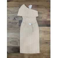 ราคา ป้าย Abigail เดรสยาวไหล่เฉียงงานผ้าทวิตเนื้อดีใส่สบาย (21771971281)