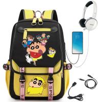 ราคา กระเป๋าเป้สะพายหลัง กระเป๋านักเรียน กระเป๋าคอมพิวเตอร์ ลายการ์ตูนชินจัง ใส่หูฟัง และสาย USB เหมาะกับการเดินทาง สําหรับผู้หญิง และผู้ชาย (20621207696)