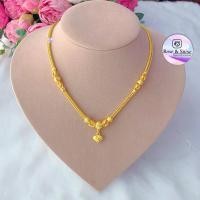 ราคา สร้อยคอทองเหมือนแท้ 1บ รุ่นสีเหมือนแท้ ลายสี่เสาทรายประกับโอ่งมีนาข้าง พร้อมห้อยจี้หัวใจ สร้อยคอระย้า สร้อยทองเคลือบแก้ว หนัก1บาท ชุบทอง Rose Shhine เครื่องประดับชุบทอง สวยเหมือนแท้ จี้หัวใจ (21540101