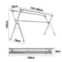 ราคา ICE FIREราวตากผ้า 240cm ราวตากผ้าพับได้ ราวตากผ้าสแตนเลส 50 กกแบกภาระ ราวแขวนเสื้อผ้า พับเก็บง่าย ยืดหดได้ X Drying Rack พร้อมส่ง ราวตากผ้าแบบแขวน (20691287387)