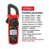 ราคา UNI T คลิปแอมป์ แคล้มป์มิเตอร์ มิเตอร์วัดไฟดิจิตอล Digital Clamp Meter UT203 UT204 UT202A UT202 400 600A Automatic Range True High Precision RMS Multimeter (21597835652)