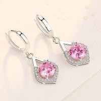 ราคา 925 Sterling Silver Drop Earrings Blue Pink Luxury Crystal Earrings For Women Korea Fashion Jwewelry New 2020 (12959719863)