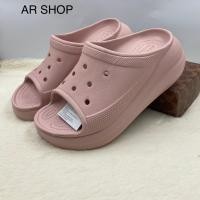 ราคา รองเท้า Crocs ผู้หญิง รองเท้าแตะสวมผู้หญิง รองเท้าส้นสูงผู้หญิง รองเท้าส้นตึก เบานิ่มใส่สบาย (19707661124)