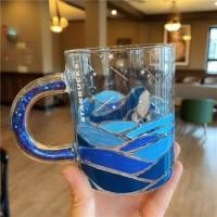 ราคา Starbuck Official Store Starbuck Hand Painted Whale Blue Diamond Cup High Borosilicate แก้วทนความร้อนถ้วยน้ำ Ins ถ้วยกาแฟเครื่องดื่มถ้วย Starbuck Tumbler Starbuck แก้ว (15769294962)
