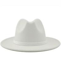 ราคา Men Women Wide Brim Wool Felt Jazz Fedora Hats British Style Trilby Party Formal Panama Cap Black Yellow Dress Hat 56 58 60CM (11778616186)