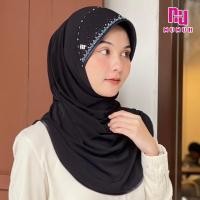 ราคา NEW NUNUH CALLA ผ้าคลุมผมฮีญาบมุสลิมแบบสำเร็จประดับมุกคริสตัล ผ้าสีดำ (21727750574)
