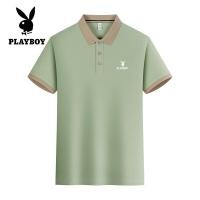 ราคา PLAYBOY แฟชั่นใหม่ผู้ชายคอวีสีทึบ POLO เสื้อระบายอากาศสบายแบรนด์ผู้ชาย (21471596536)