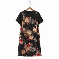 ราคา มีไซส์ใหญ่ Plus Size Womens XL 4XL Short Sleeve Summer Dress Oversized Vintage Floral Printed Female Midi Dresses (21586107150)