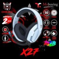 ราคา หูฟัง Onikuma X27 Gaming Headset หูฟังเกมส์มิ่ง หูฟังเล่นเกมส์ เสียงดังฟังชัด มีแสงไฟ RGB ไมโครโฟนตัดเสียงรบกวน รับประกัน 2 ปี Mobuying (16094316982)
