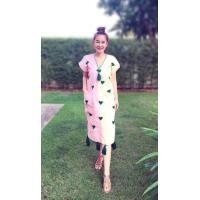 ราคา เดรสผ้าฝ้าย เดรสปักมือ ชุดแอ่วเหนือ ชุดพื้นเมือง เดรสพาสเทล (5570754446)